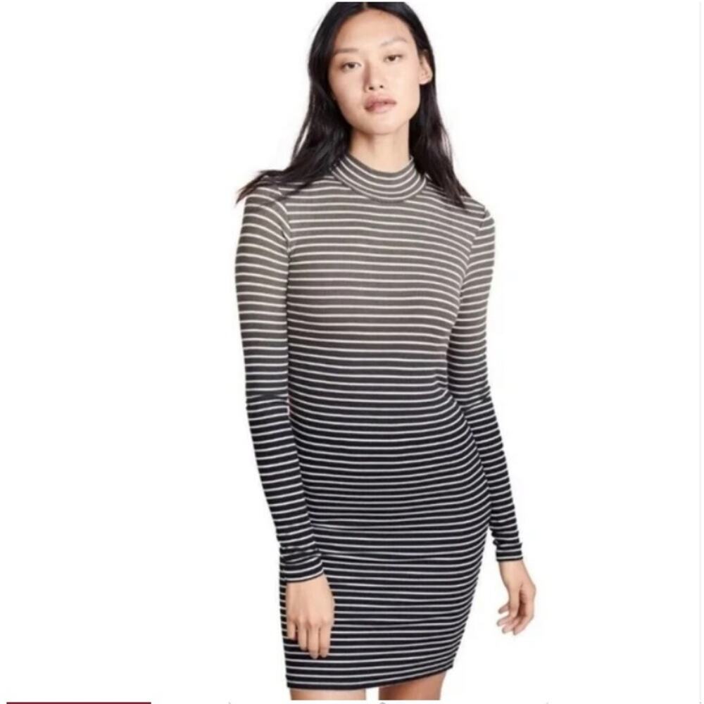 ATM Anthony Thomas Melillo Dip Dye Stripe Black Combo Dress Size XS